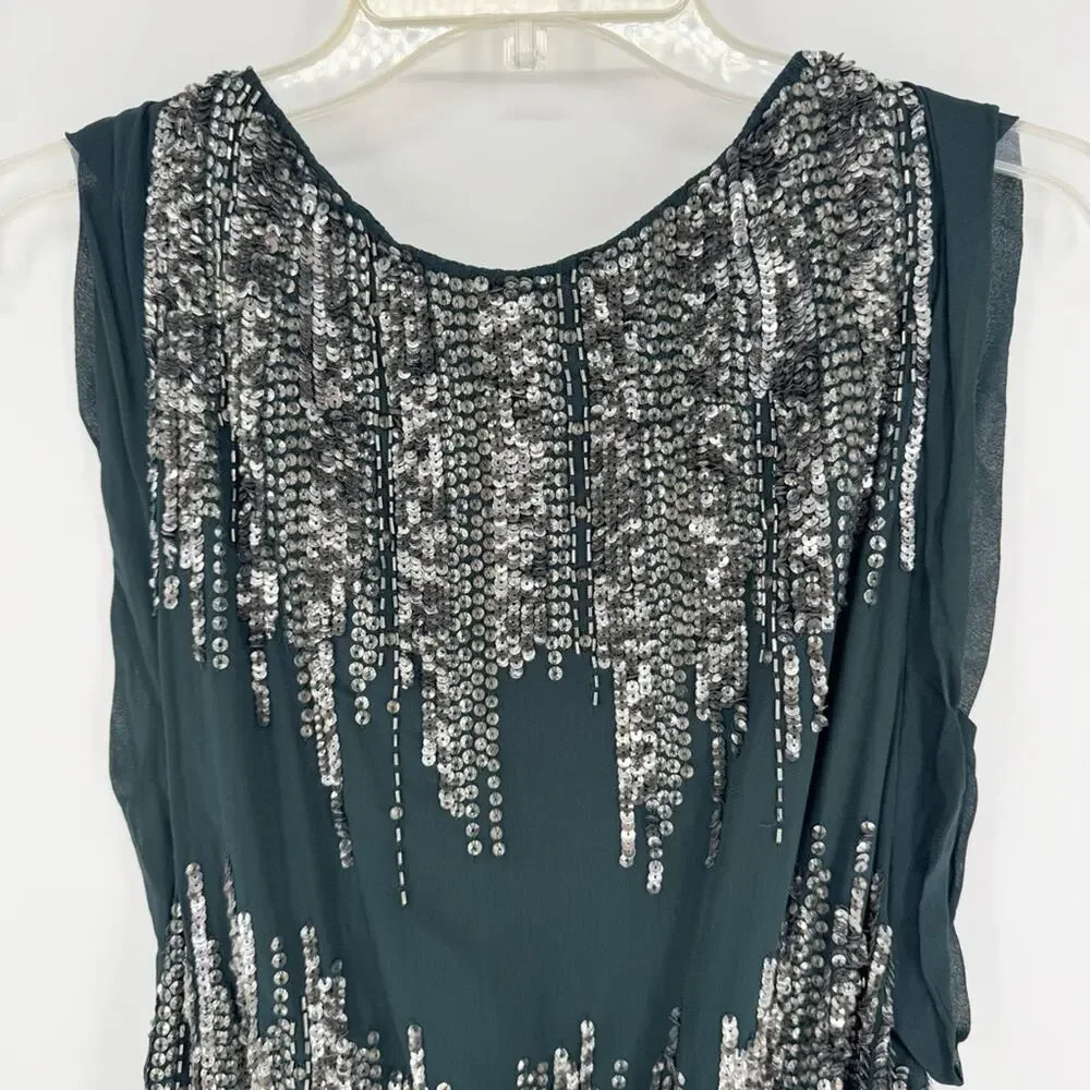 french connection green sequin dress French Connection Ozlem Sequin Skater Dress